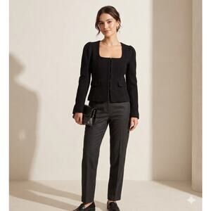 Leon Max Limited Edition Black Wool Blend Silk Lined Square Neck Blazer 6